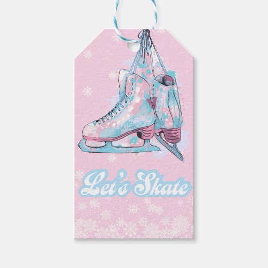 "Let's schaats" kunstschaatsen verjaardagsfeest Cadeaulabel (Voorkant)