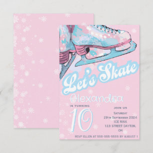 "Let's schaats" kunstschaatsen verjaardagsfeest Kaart