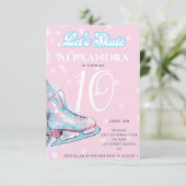 "Let's schaats" kunstschaatsen verjaardagsfeest Kaart (Staand voorkant)