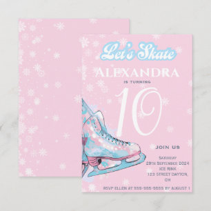 "Let's schaats" kunstschaatsen verjaardagsfeest Kaart