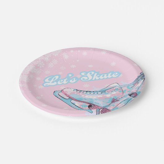 "Let's schaats" kunstschaatsen verjaardagsfeest Papieren Bordje (Gekanteld)