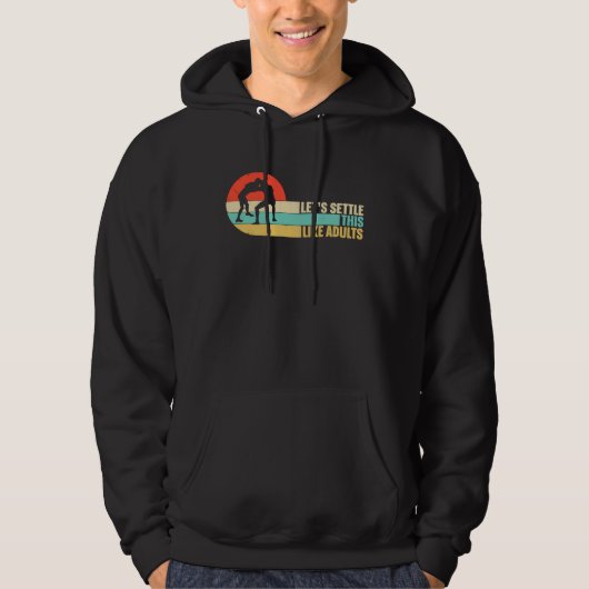 Lets Settle This Like Adults Funny Retro Wrestling Hoodie (Voorkant)