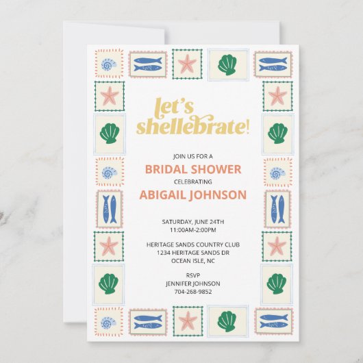 Let's Shellabrate Seashell Bridal Shower Kaart (Voorkant)