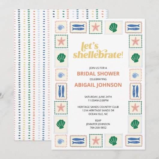 Let's Shellabrate Seashell Bridal Shower Kaart (Voorkant / Achterkant)