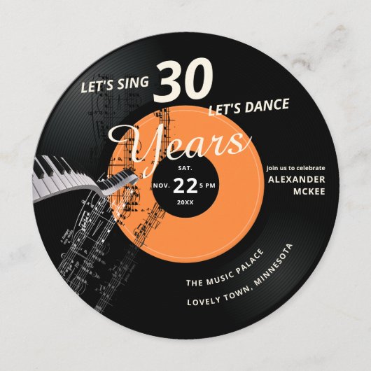 Let's Sing Dance 30 Piano Oude Piano Vinyl Verjaar Kaart (Voorkant)
