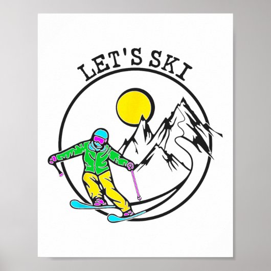 Lets Ski Cool Skiing spullen voor mannen Funny Ski Poster (Voorkant)