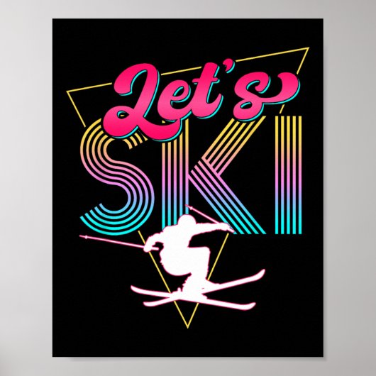 Let's Ski Retro 80s Skipartij Outfit 90s Skiër Poster (Voorkant)