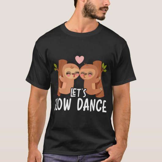 Let's Slow Dance Valentijnsdag Hearts Day Sloth L T-shirt (Voorkant)