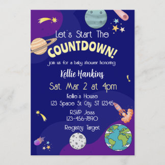 Let's Start the Countdown, Space Baby Shower Kaart