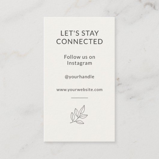 Let's Stay Connected Neutral Minimalist Small Visitekaartje (Voorkant)