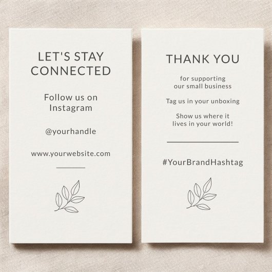 Let's Stay Connected Neutral Minimalist Small Visitekaartje