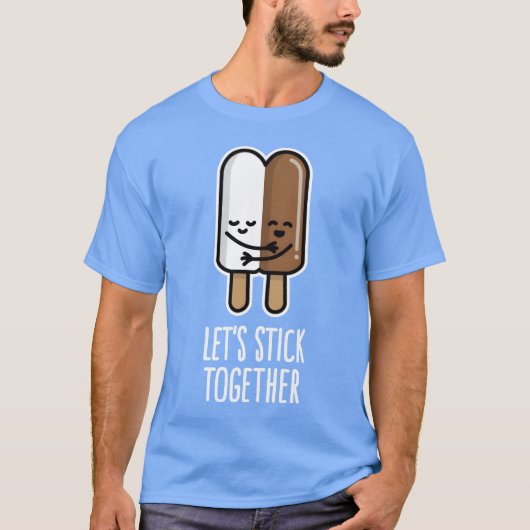 Lets stick together interracial couple popsicle fu t-shirt (Voorkant)