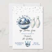 Let's Strike Boy 5th Galaxy bowling birthday party Kaart (Voorkant)