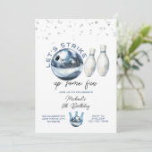 Let's Strike Boy 5th Galaxy bowling birthday party Kaart (Staand voorkant)