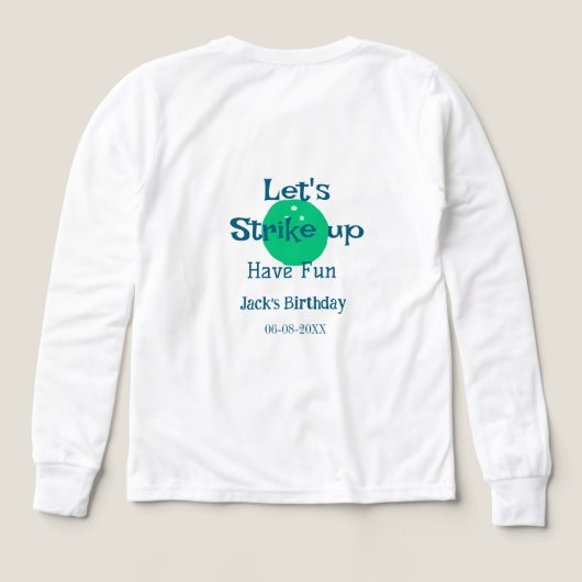 Let's strike up have fun green ball birthday name  (Achterkant)