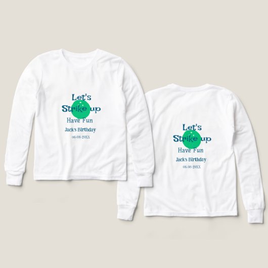 Let's strike up have fun green ball birthday name (Voorkant /achterkant)