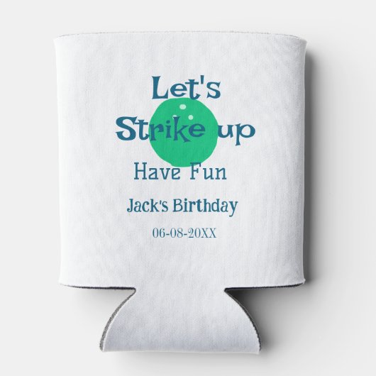 Let's strike up have fun green ball birthday name  blikjeskoeler (Achterkant)