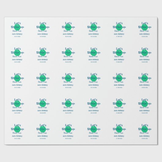 Let's strike up have fun green ball birthday name cadeaupapier (Vlak)