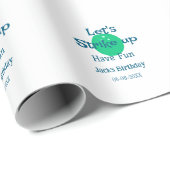 Let's strike up have fun green ball birthday name cadeaupapier (Rol Hoek)