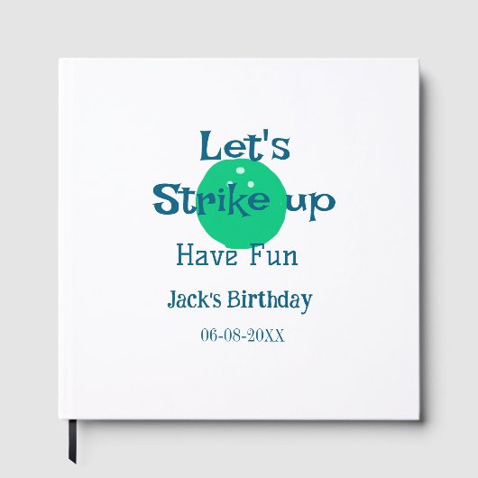 Let's strike up have fun green ball birthday name gastenboek (Voorkant)