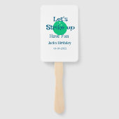 Let's strike up have fun green ball birthday name handwaaier (Achterkant)