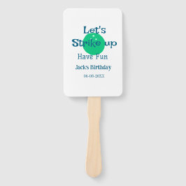 Let's strike up have fun green ball birthday name  handwaaier