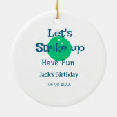 Let's strike up have fun green ball birthday name keramisch ornament (Achterkant)