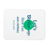 Let's strike up have fun green ball birthday name magneet (Horizontaal)