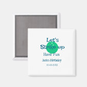 Let's strike up have fun green ball birthday name magneet (Voorkant / Achterkant)