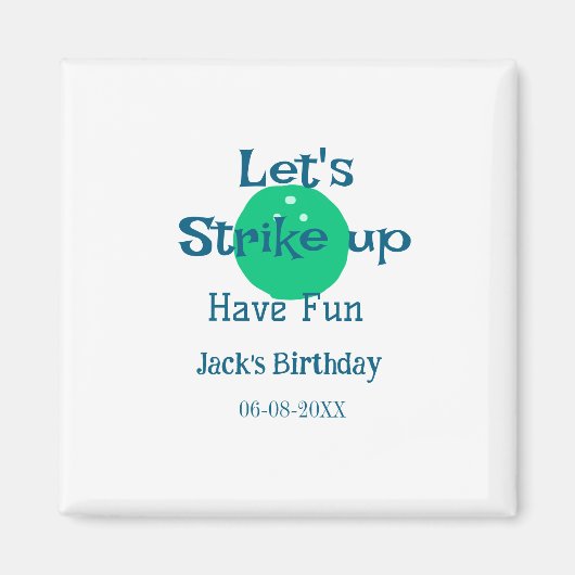 Let's strike up have fun green ball birthday name magneet (Voorkant)