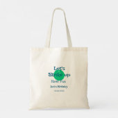 Let's strike up have fun green ball birthday name tote bag (Achterkant)