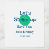 Let's strike up have fun green ball birthday name wijn etiket (Enkel label)