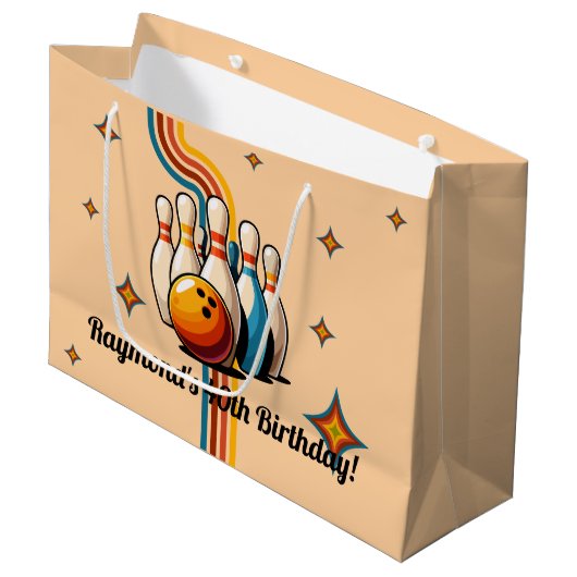 Let's Strike Up Some Fun Bowling Birthday Party Groot Cadeauzakje (Voorkant Gekanteld)