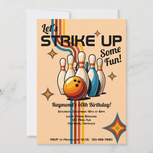 Let's Strike Up Some Fun Bowling Birthday Party Kaart (Voorkant)