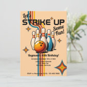 Let's Strike Up Some Fun Bowling Birthday Party Kaart (Staand voorkant)