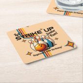 Let's Strike Up Some Fun Bowling Birthday Party Kartonnen Onderzetters (Schuin)