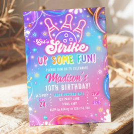 Let's Strike Up Some Fun Bowling Girl Birthday Kaart