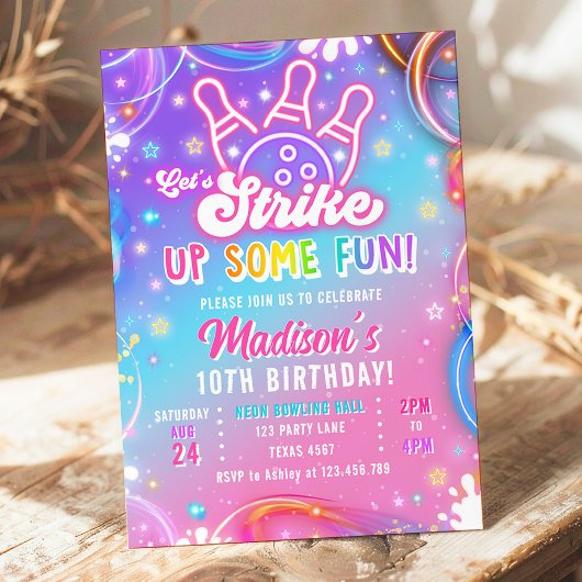 Let's Strike Up Some Fun Bowling Girl Birthday Kaart