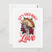 Lets Taco About Love Skeleton Hand en Rozen Briefkaart (Voorkant / Achterkant)