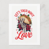 Lets Taco About Love Skeleton Hand en Rozen Briefkaart (Voorkant)