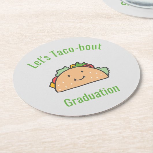  Let's Taco-Bout Afstuderen Taco Ronde Kartonnen Onderzetter (Gebogen)
