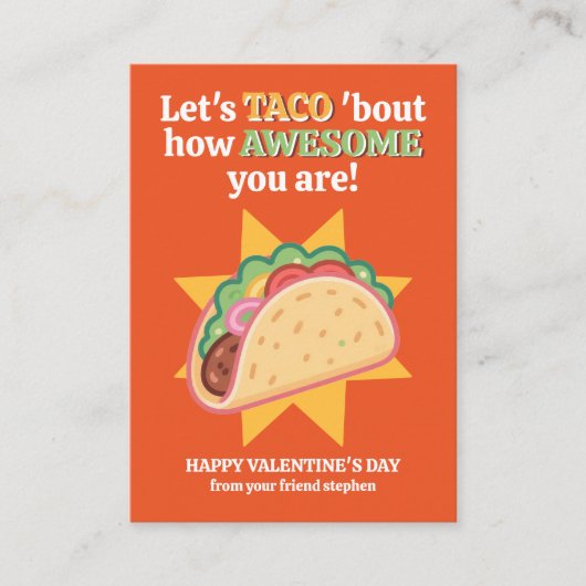 Let's TACO 'Bout How Awesome You Are Valentine's Notitiekaartje (Voorkant)