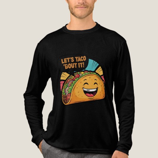 Let's Taco 'Bout It - Funny Happy Taco Cartoon Tri-Blend Shirt (Voorkant volledig)