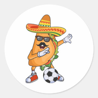 Let's Taco Bout Soccer Dabbing Taco Cinco de Mayo Ronde Sticker
