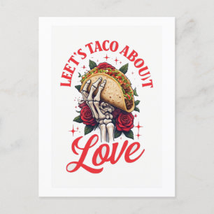 Lets Taco Over Liefde Skelet Hand en Rozen Briefkaart