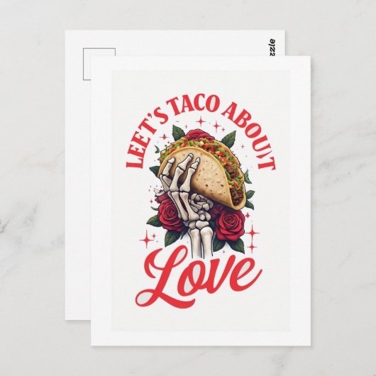 Lets Taco Over Liefde Skelet Hand en Rozen Briefkaart (Voorkant / Achterkant)
