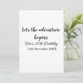 lets the adventure begins 20th birthday add name d kaart (Staand voorkant)