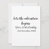 lets the adventure begins 20th birthday add name d kaart (Achterkant)