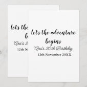 lets the adventure begins 20th birthday add name d kaart (Voorkant / Achterkant)