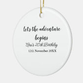 lets the adventure begins 20th birthday add name d keramisch ornament (Links)